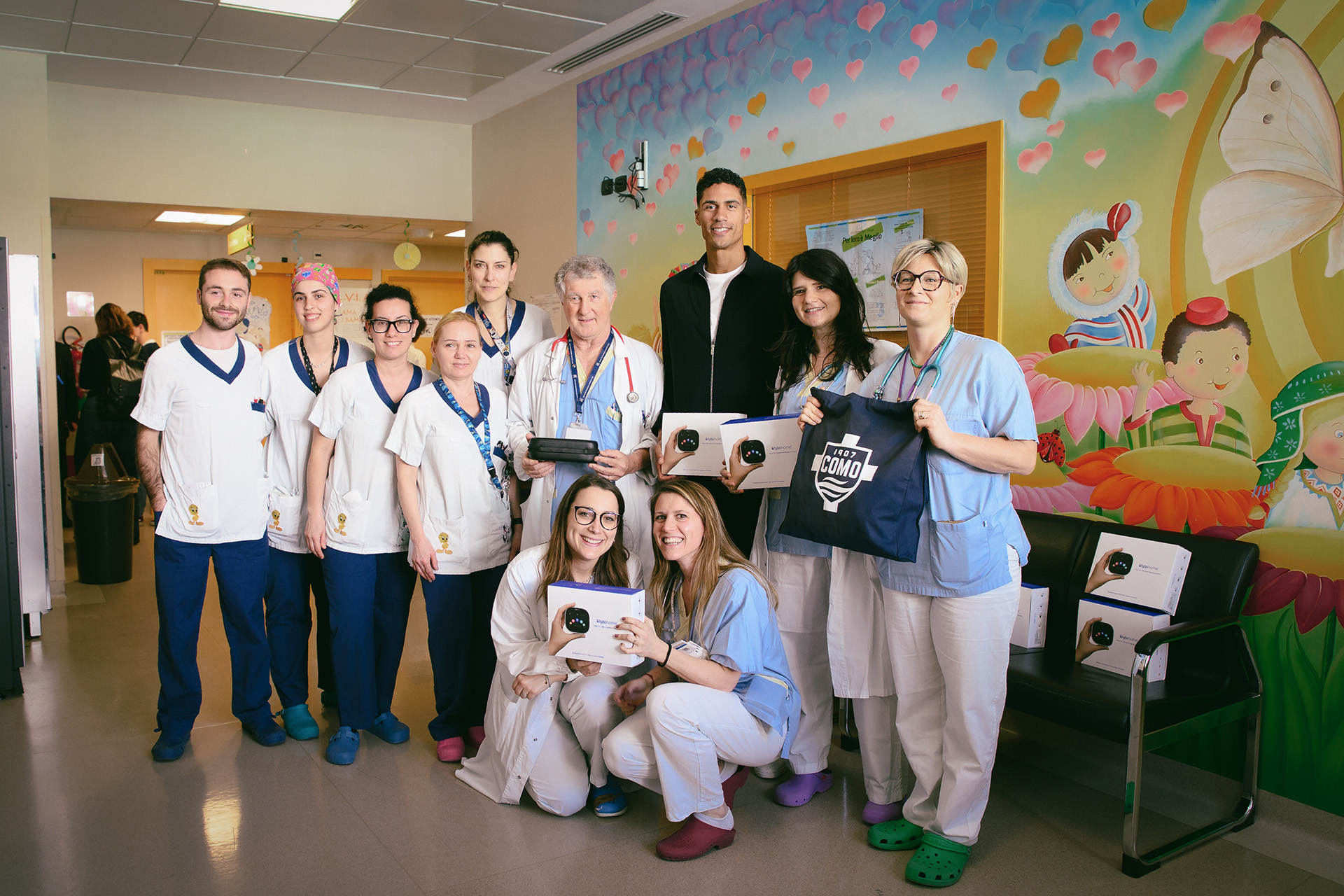 Raphaël Varane Visits Sant’Anna Hospital